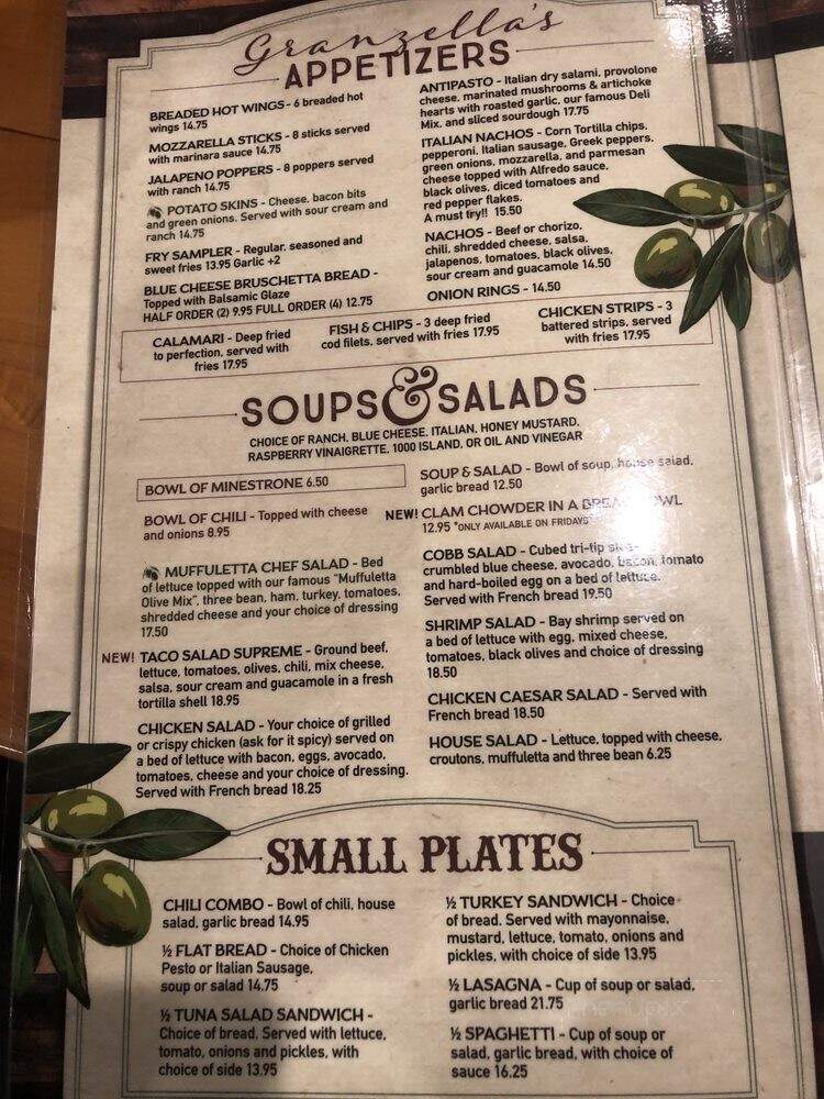 Granzella's - Williams, CA menu_pic