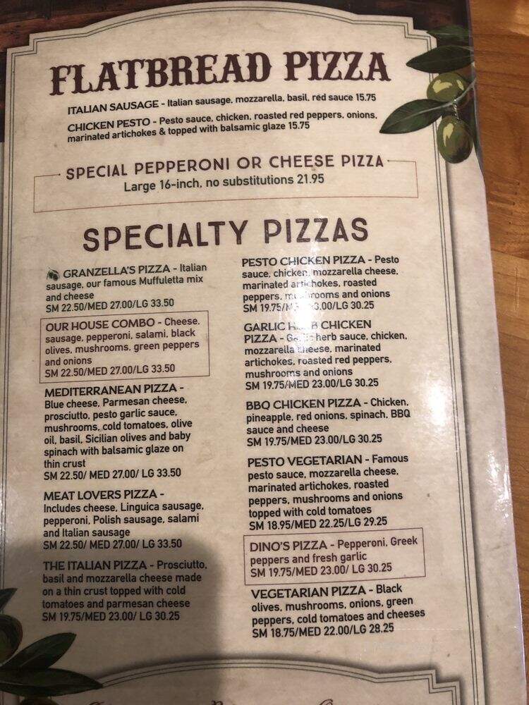 Granzella's - Williams, CA menu_pic