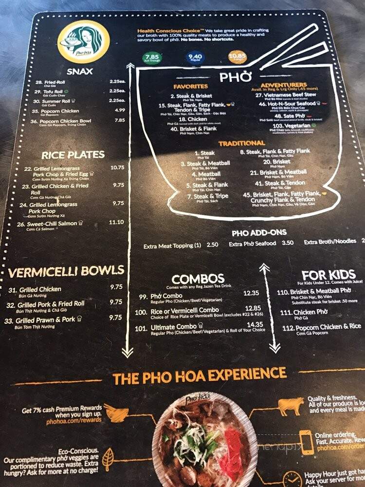 Pho Hoa - San Jose, CA menu_pic