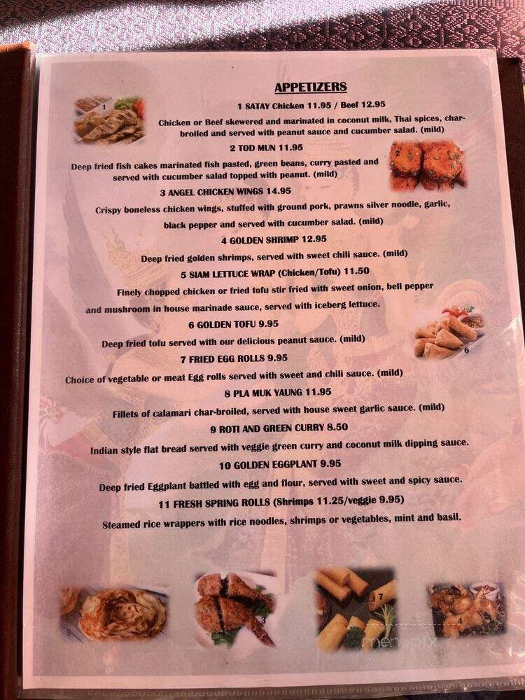 Siam Thai Cuisine - San Jose, CA menu_pic