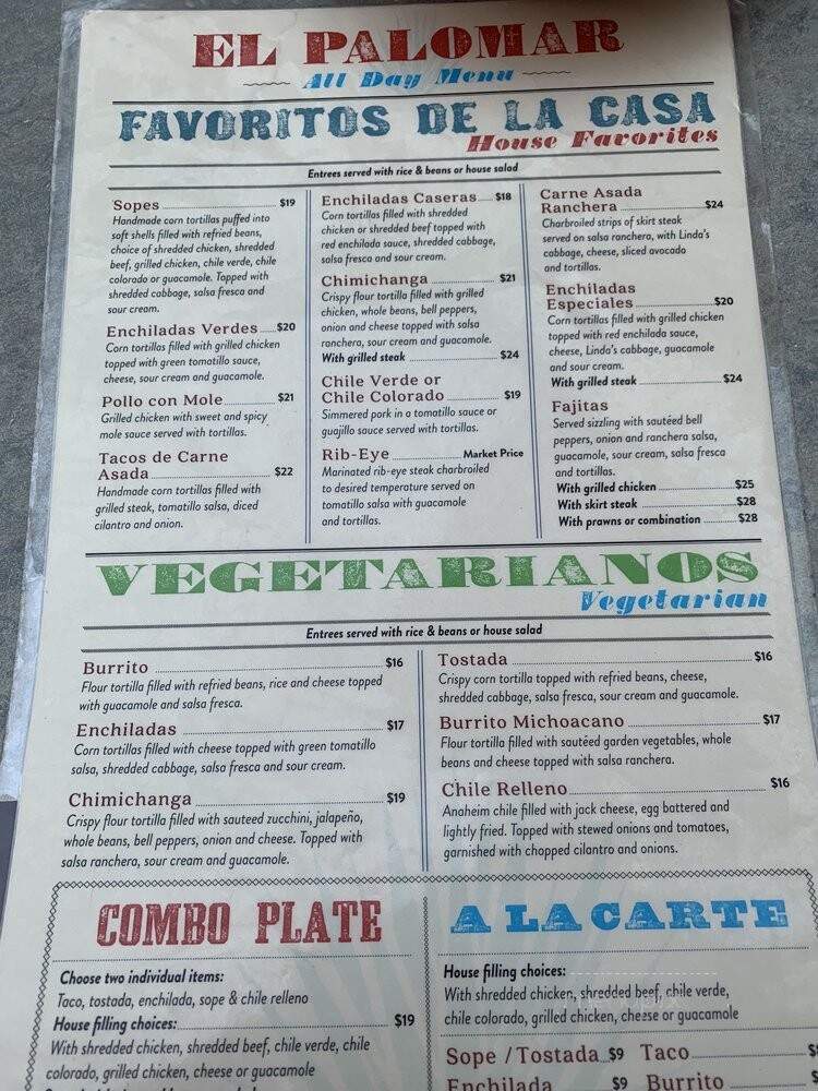 El Palomar - Santa Cruz, CA menu_pic