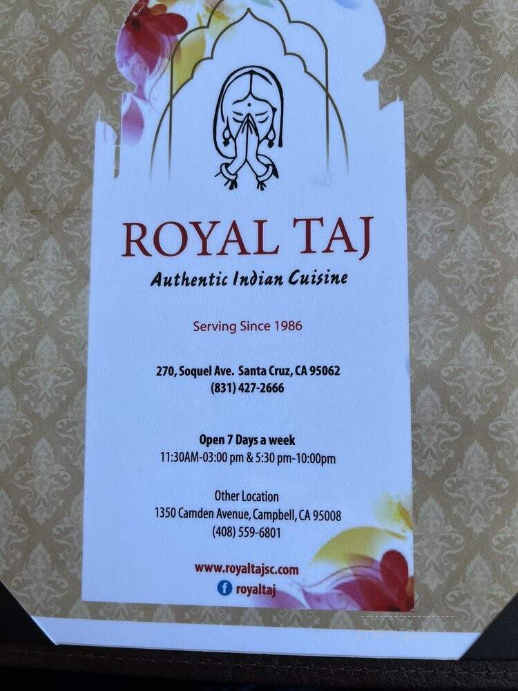Royal Taj India Cuisine - Santa Cruz, CA