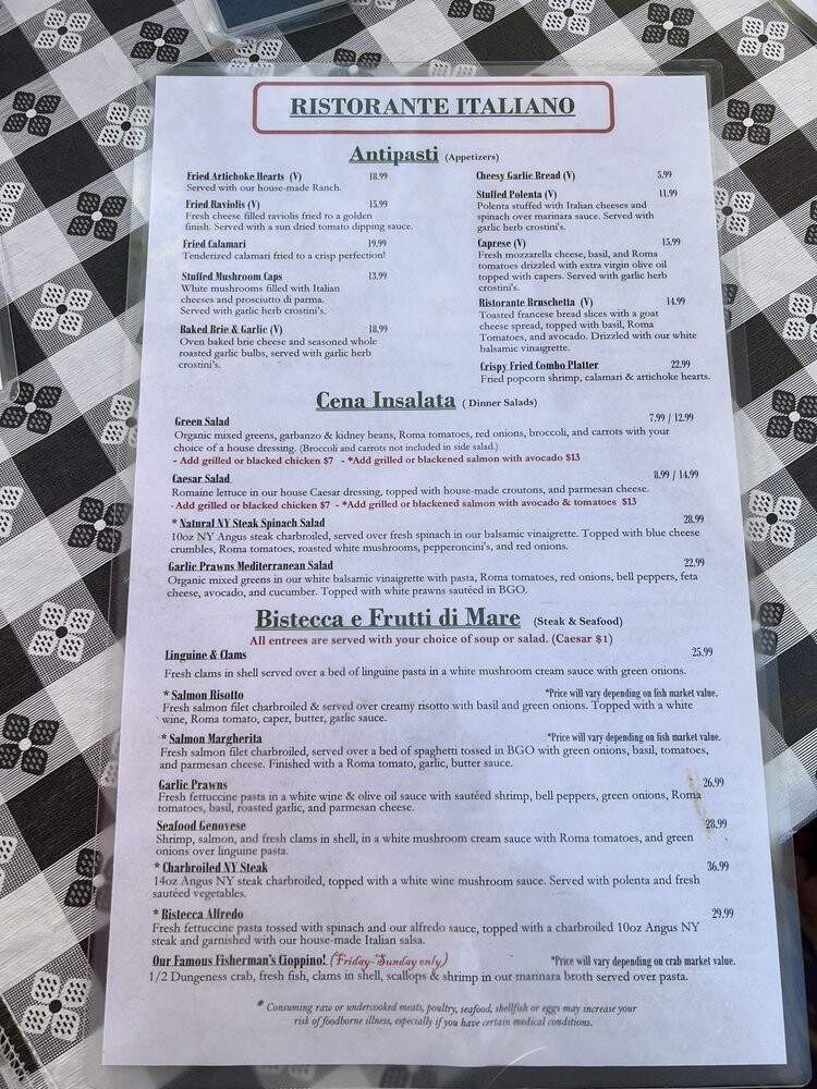 Ristorante Italiano - Santa Cruz, CA menu_pic