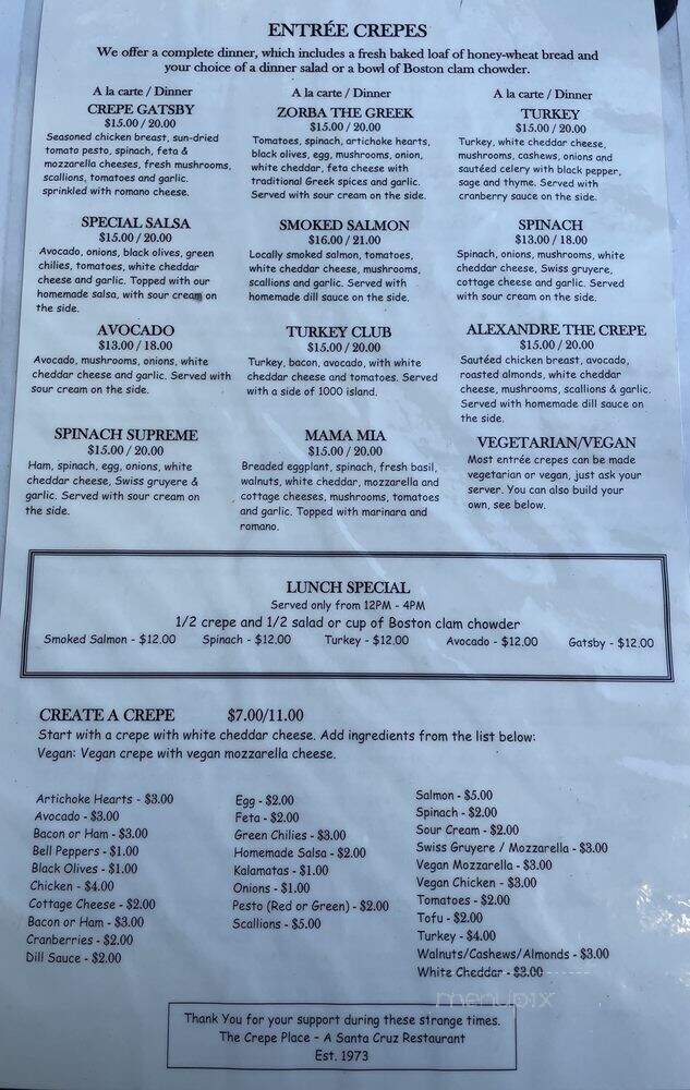 Crepe Place - Santa Cruz, CA menu_pic