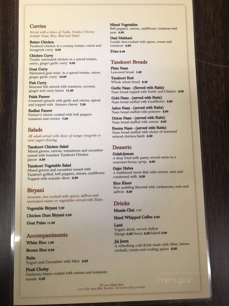 Tarka - San Jose, CA menu_pic