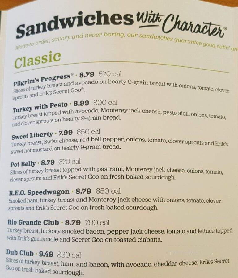 Erik's DeliCafe - Santa Clara, CA menu_pic