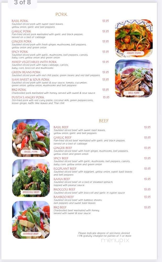 Dusita Thai Cuisine - Santa Clara, CA menu_pic