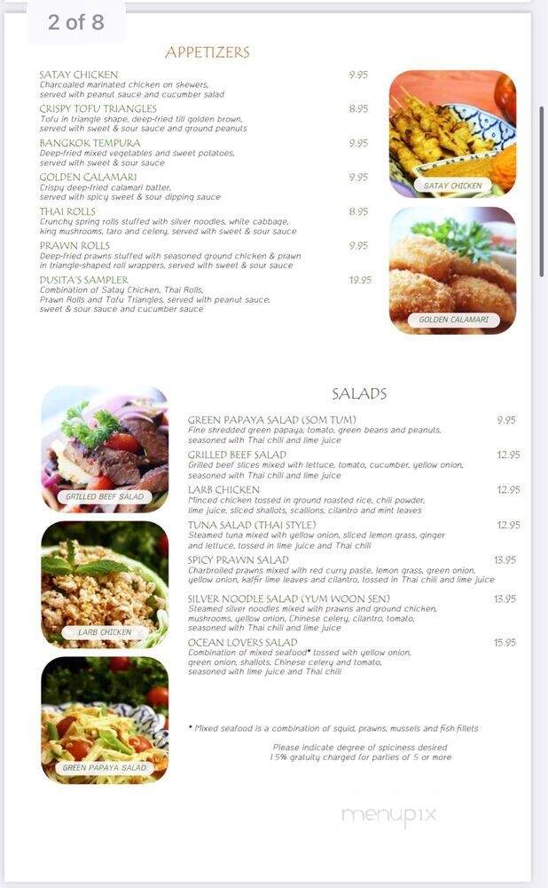 Dusita Thai Cuisine - Santa Clara, CA menu_pic