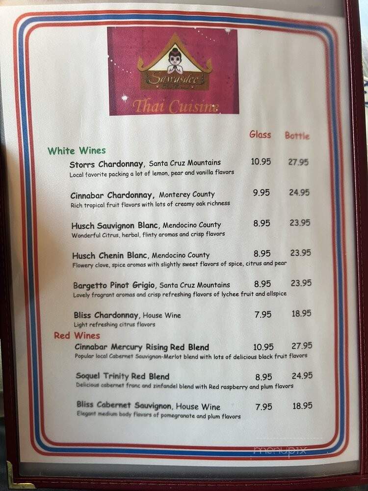 Sawasdee Thai Cuisine - Soquel, CA menu_pic