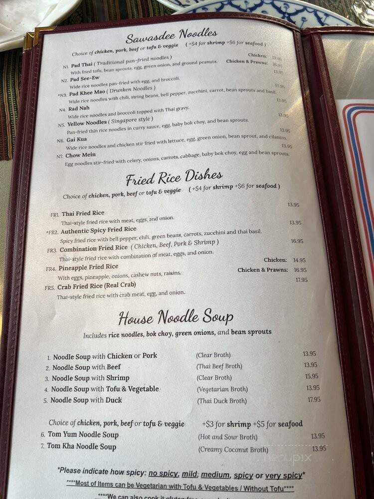 Sawasdee Thai Cuisine - Soquel, CA menu_pic