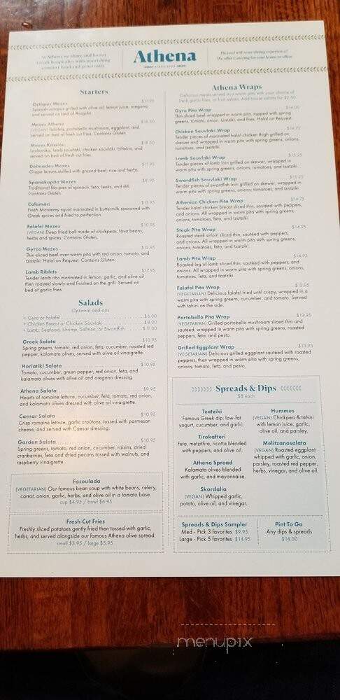 Athena Grill - Santa Clara, CA menu_pic