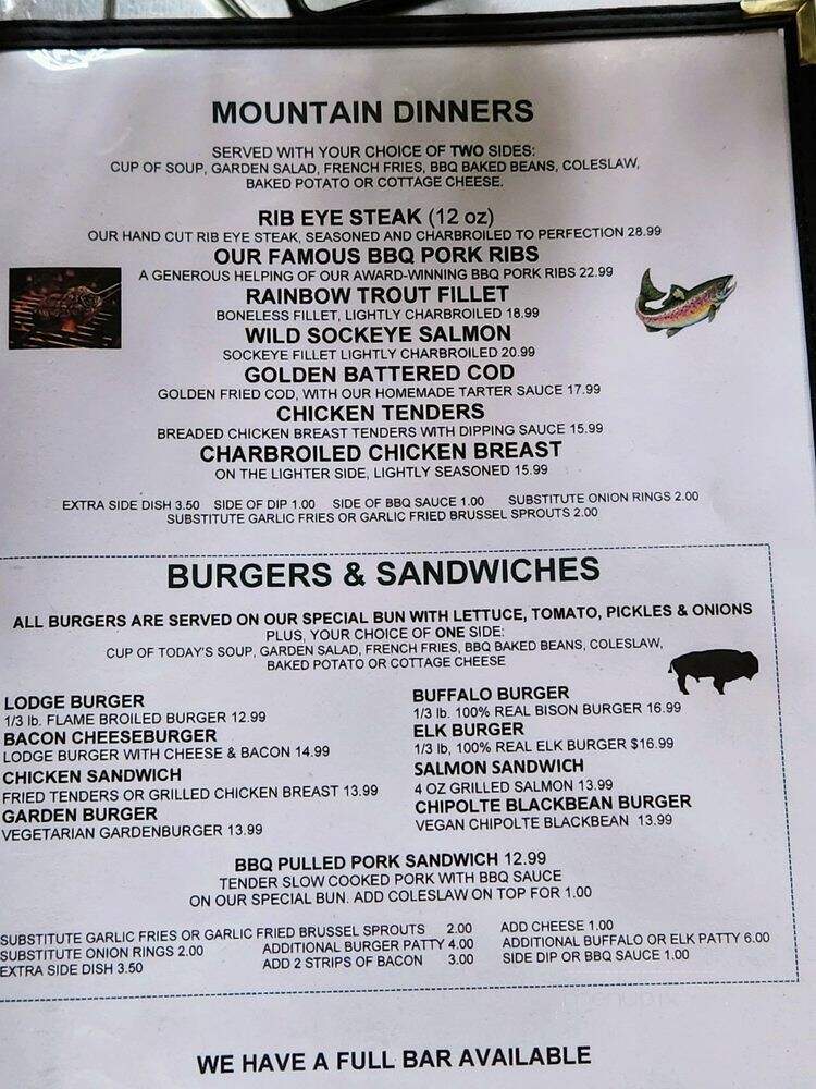 Mineral Lodge Saloon - Mineral, CA menu_pic