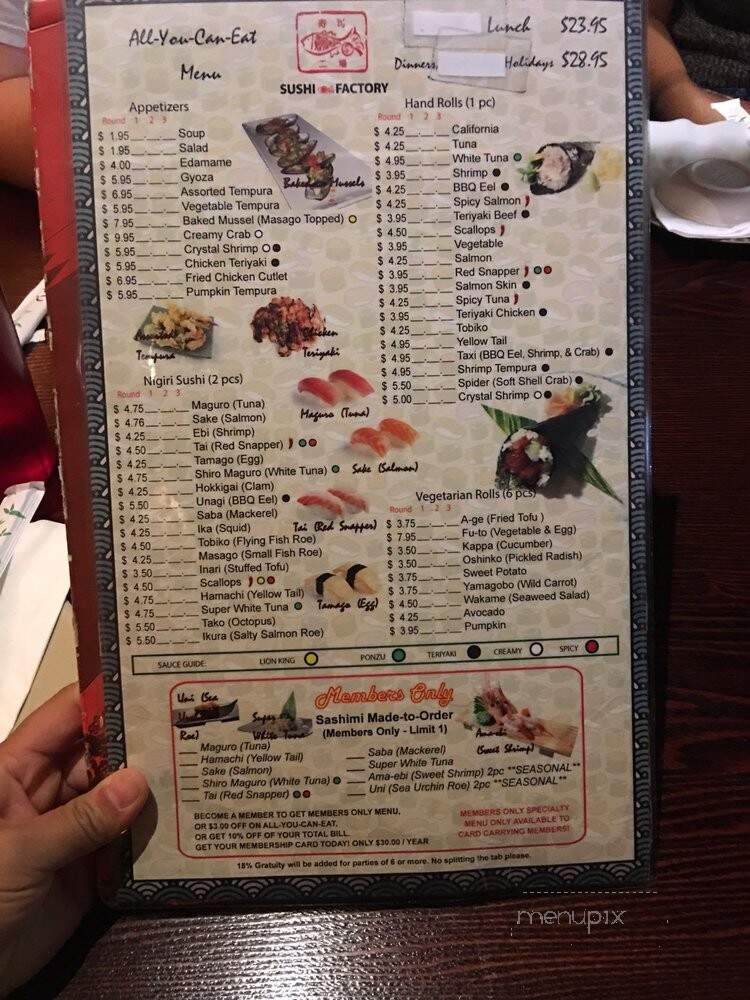 Sushi Factory Japanese Rest - San Jose, CA menu_pic