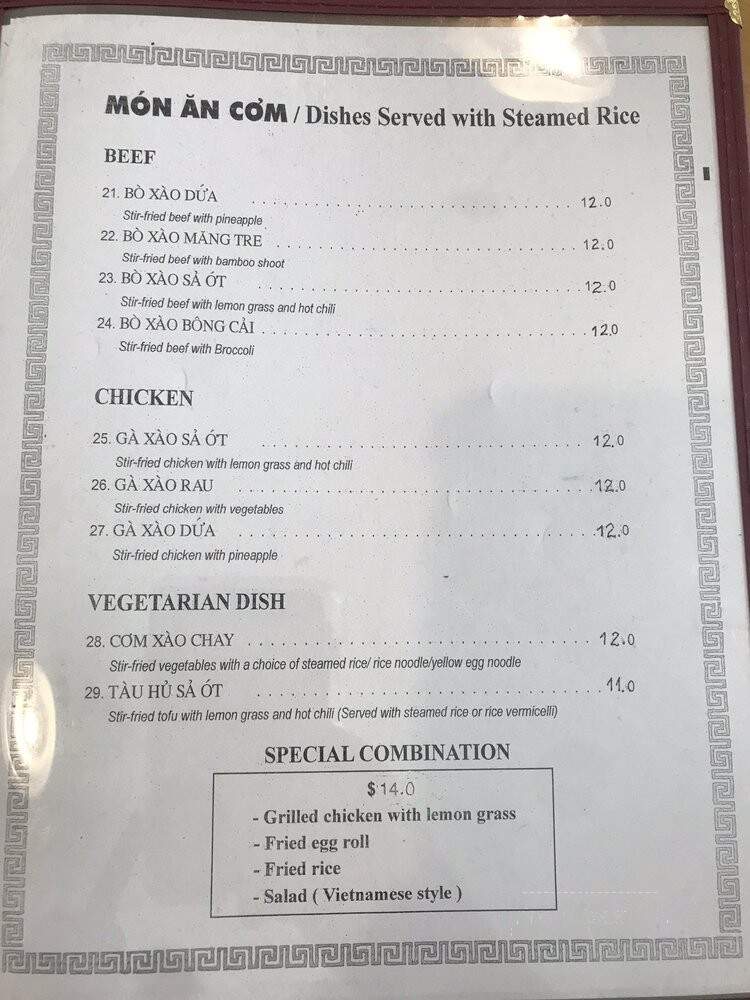 Dac Phuc Restaurant - San Jose, CA menu_pic