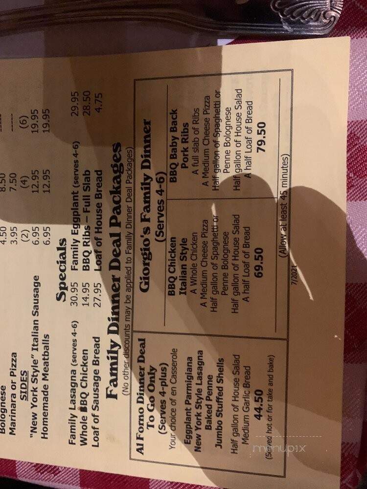 Giorgio's - San Jose, CA menu_pic