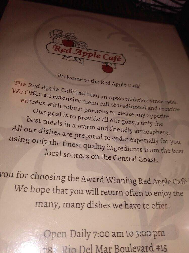 Red Apple Cafe - Aptos, CA menu_pic