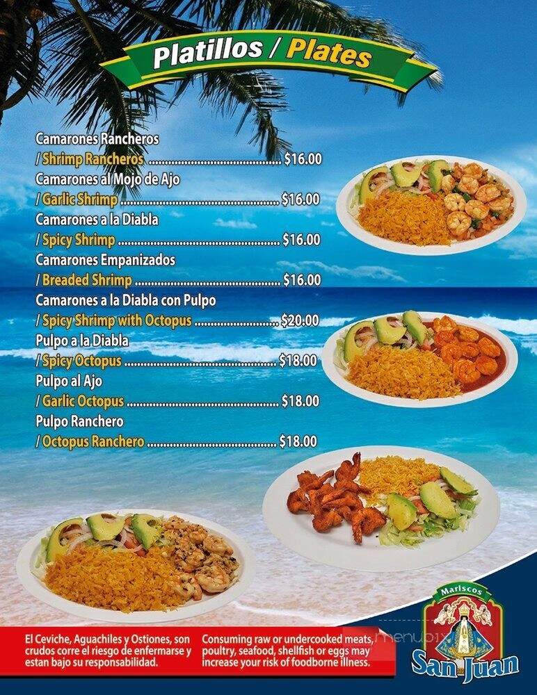 Mariscos San Juan - San Jose, CA menu_pic