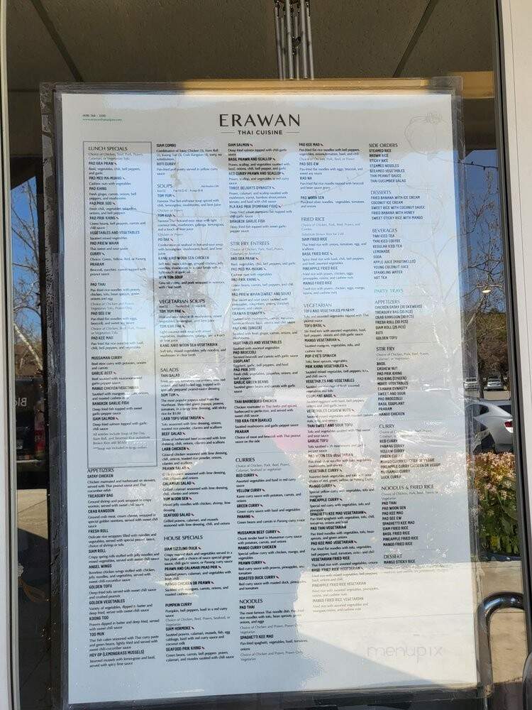 Erawan Thai Cuisine - San Jose, CA menu_pic