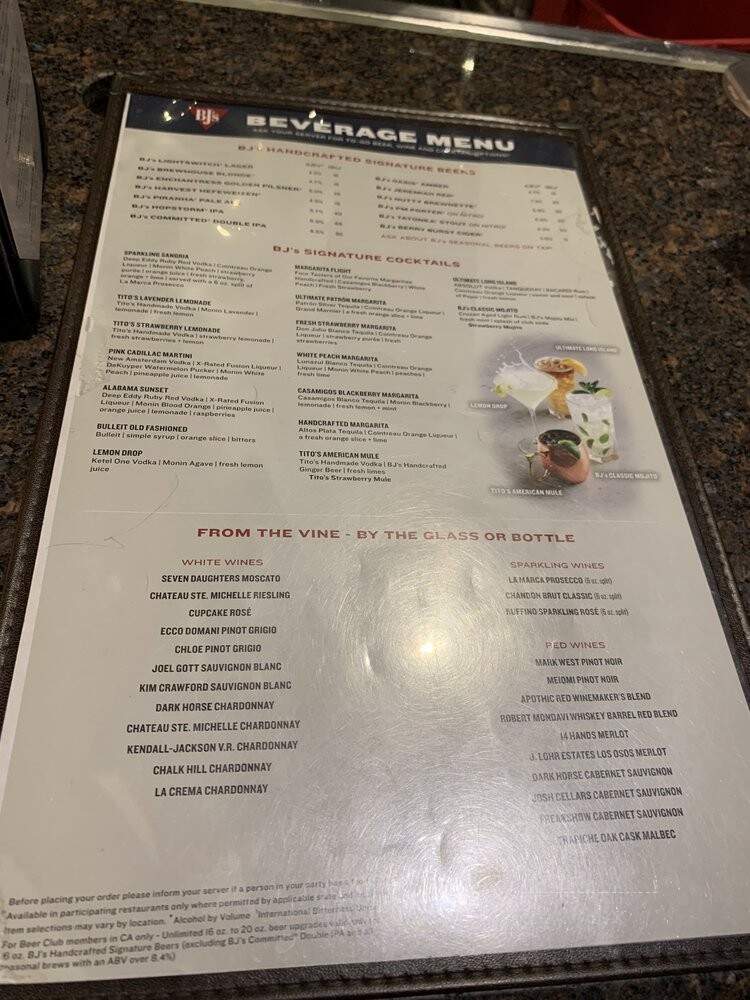 BJ's Restaurant & Brewery - San Jose, CA menu_pic