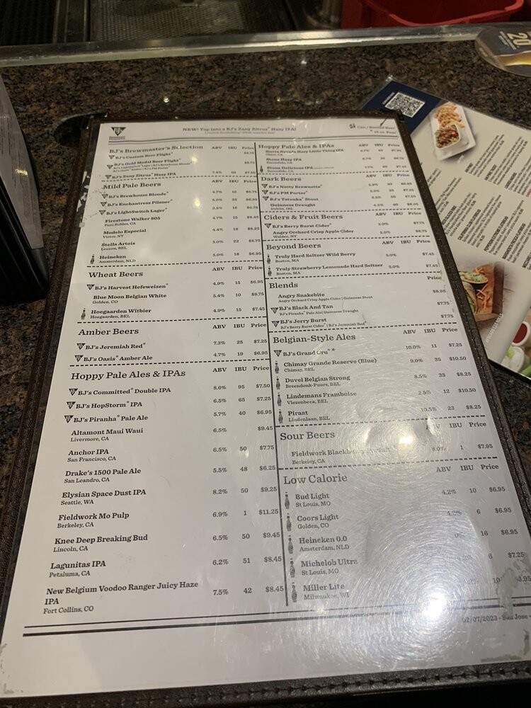 BJ's Restaurant & Brewery - San Jose, CA menu_pic