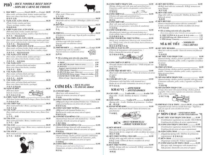 Pho Ha Vietnamese Restaurant - San Jose, CA menu_pic