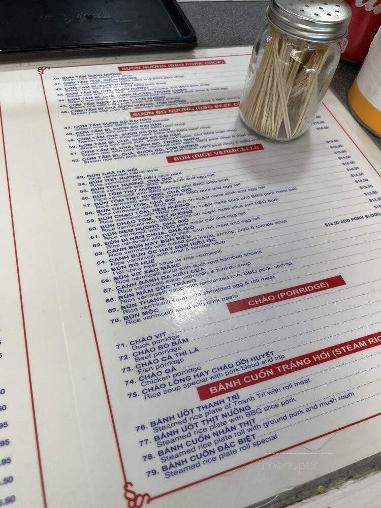 Com Tam Thanh - San Jose, CA menu_pic