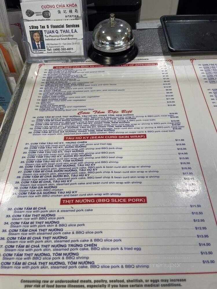 Com Tam Thanh - San Jose, CA menu_pic