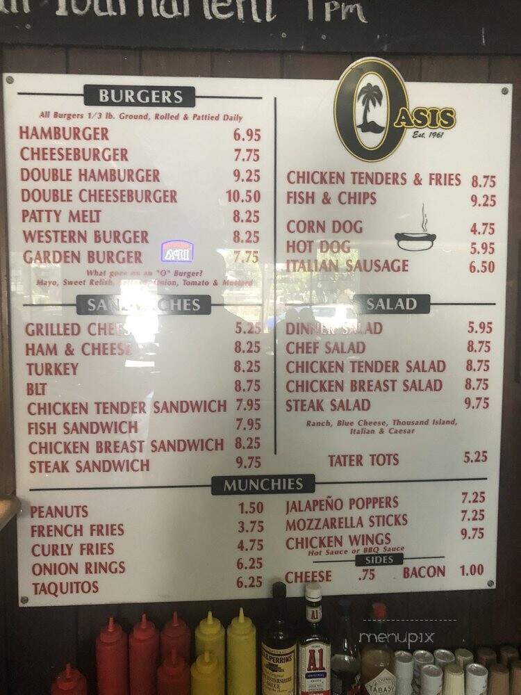 Oasis Bar & Grill - Chico, CA menu_pic