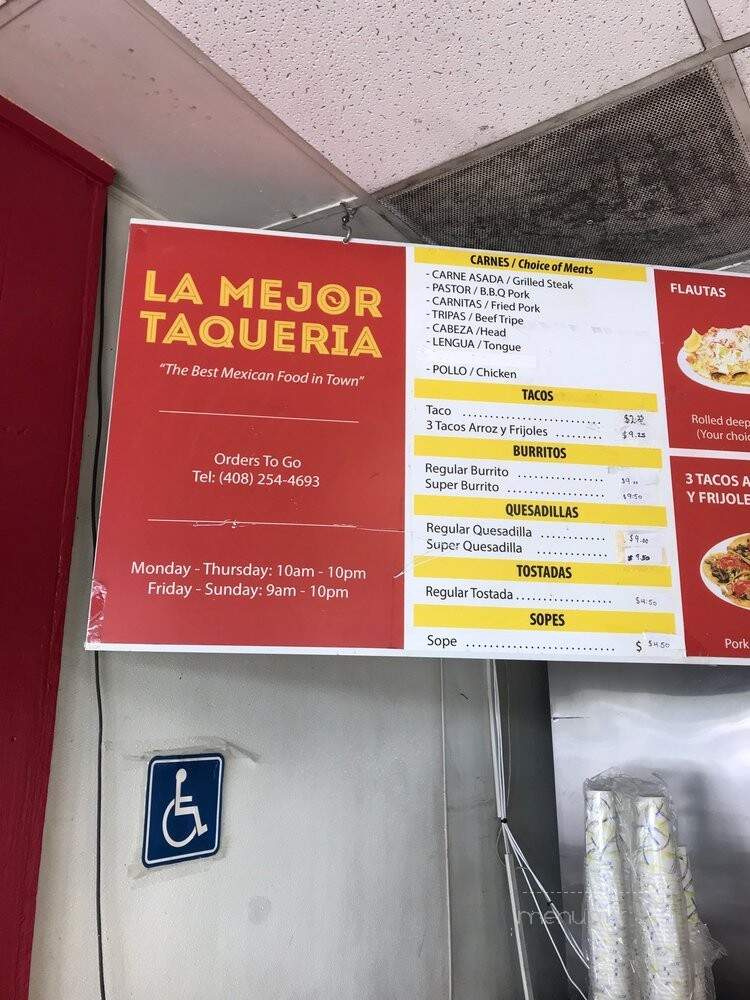 La Mejor Taqueria - San Jose, CA menu_pic
