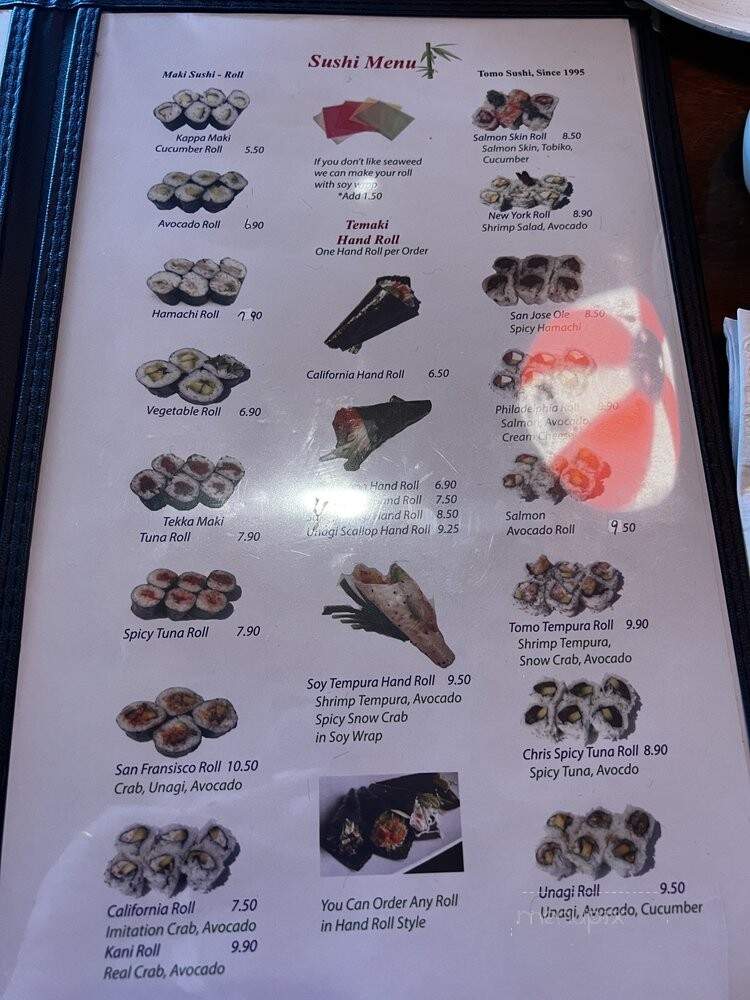 Tomo Sushi - San Jose, CA menu_pic