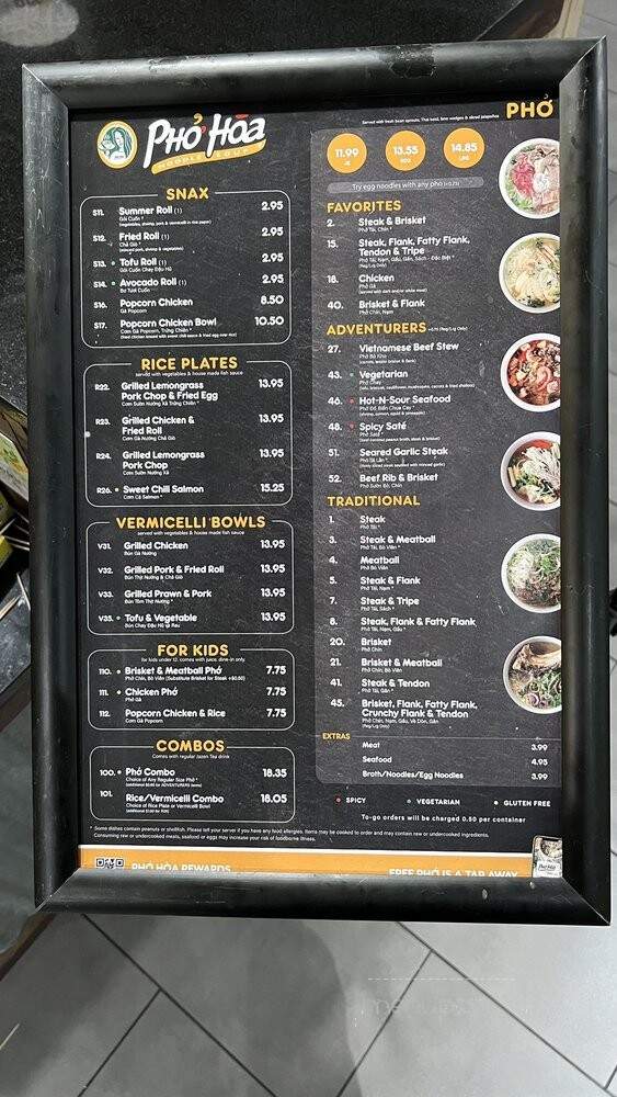 Pho Hoa - San Jose, CA menu_pic
