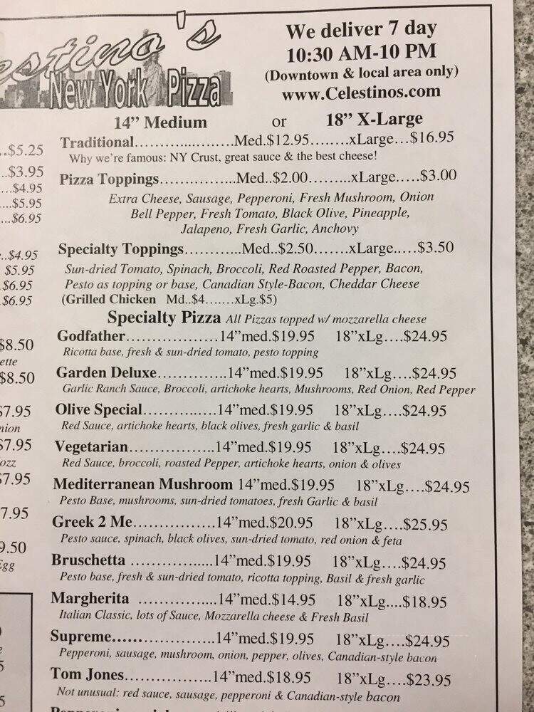 Celestino's Live From New York - Chico, CA menu_pic