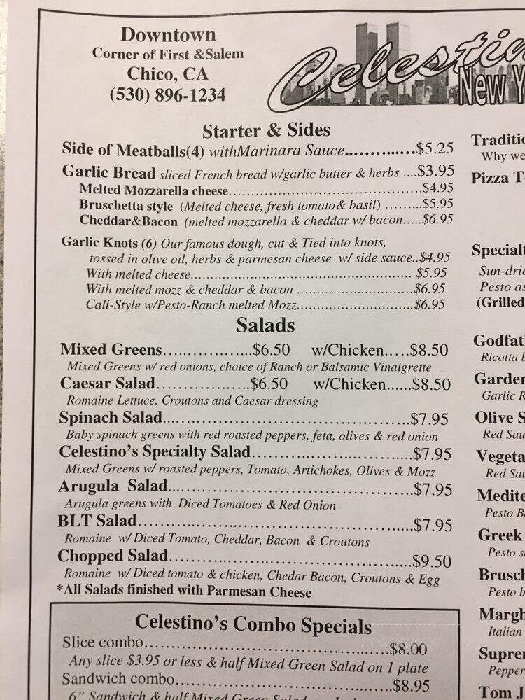 Celestino's Live From New York - Chico, CA menu_pic