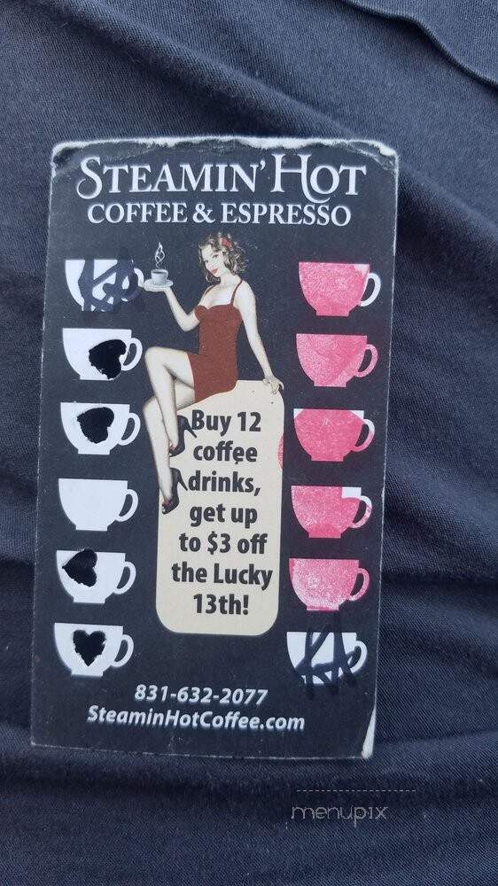 Steamin’ Hot Coffee - Moss Landing, CA menu_pic