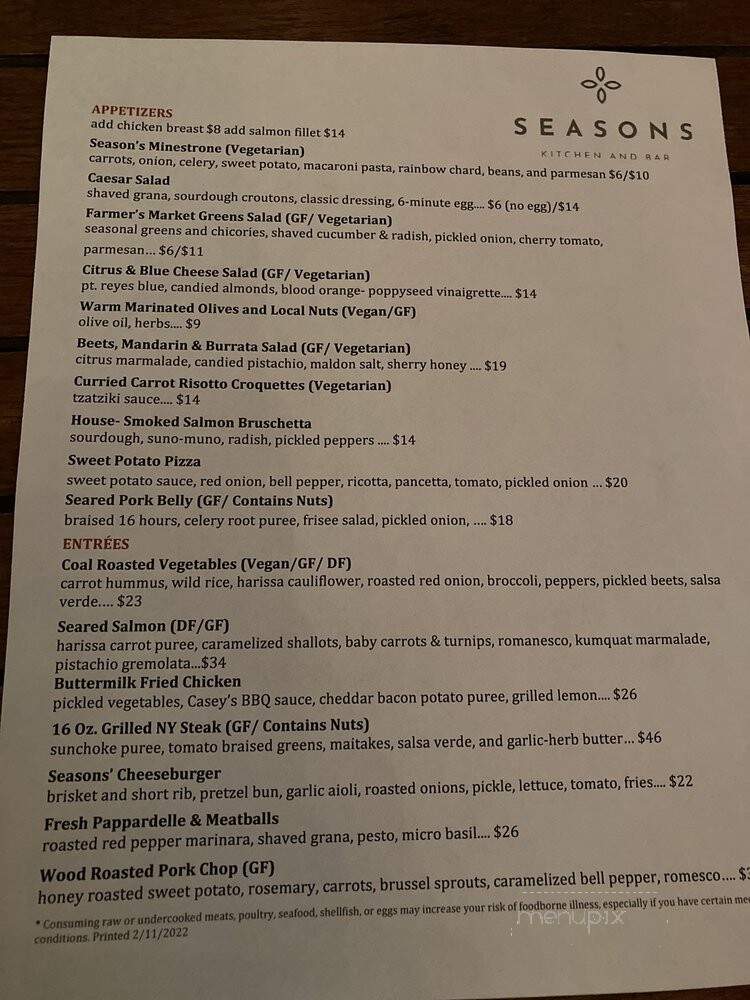 Seasons Restaurant - Davis, CA menu_pic