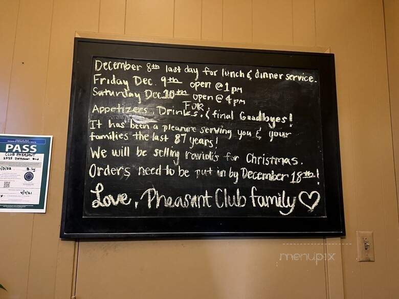 Pheasant Club - West Sacramento, CA menu_pic