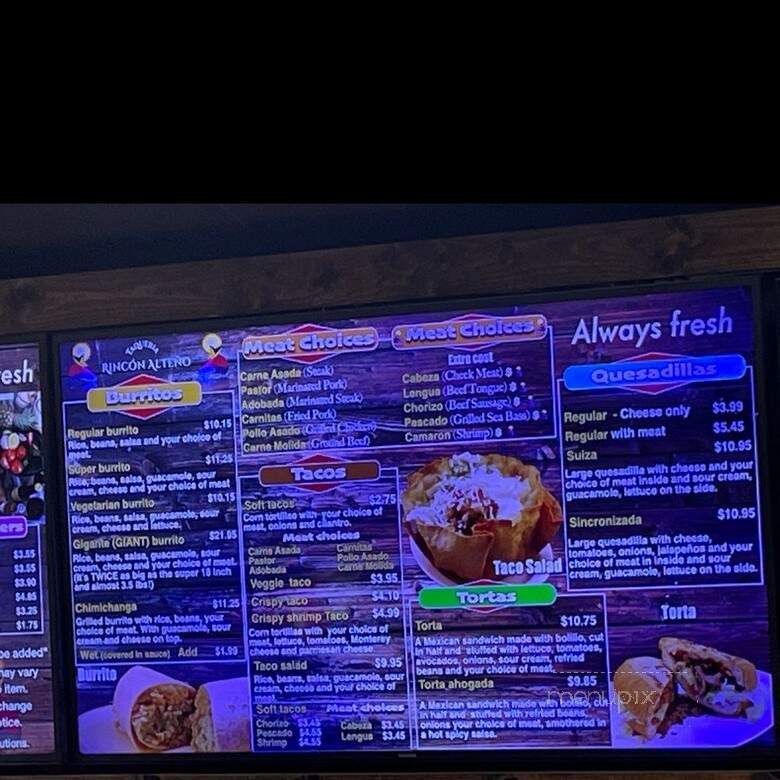 Taqueria Rincon Alteno - Sacramento, CA menu_pic