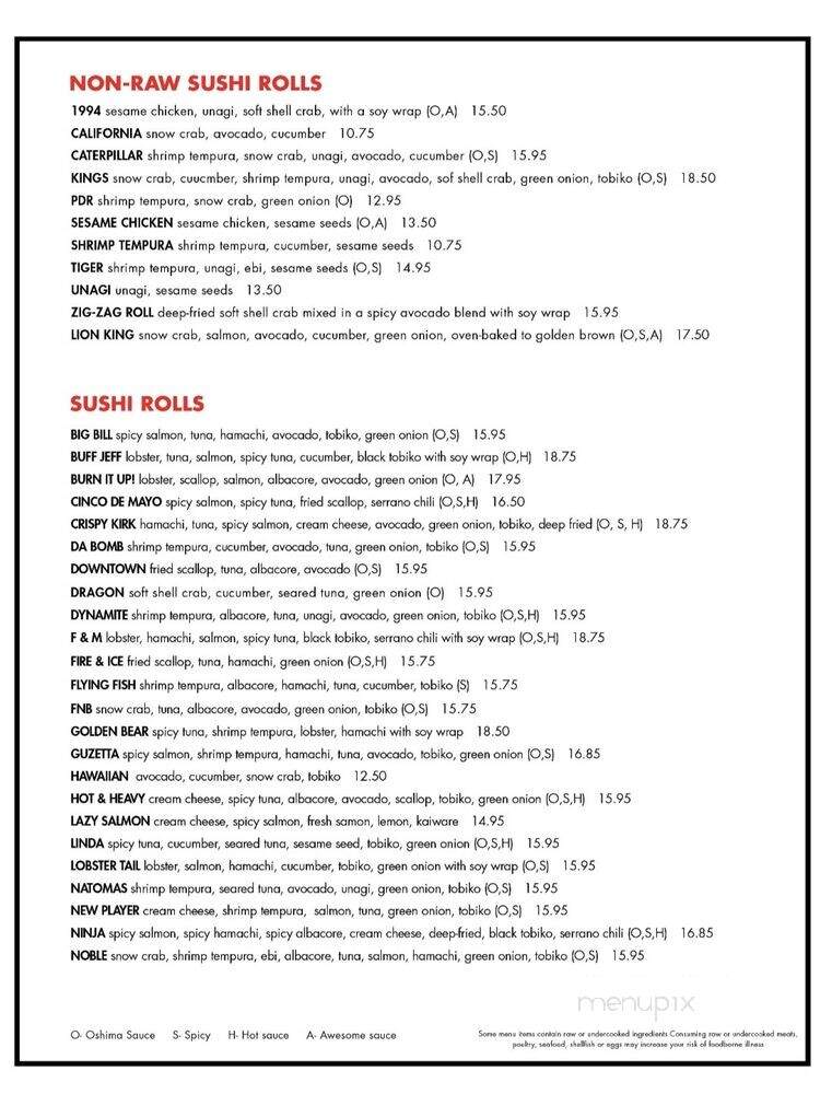 Oshima Sushi - Sacramento, CA menu_pic