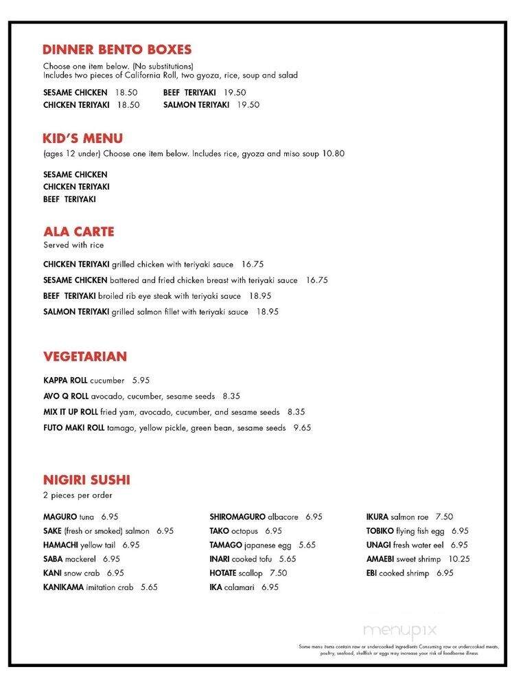 Oshima Sushi - Sacramento, CA menu_pic