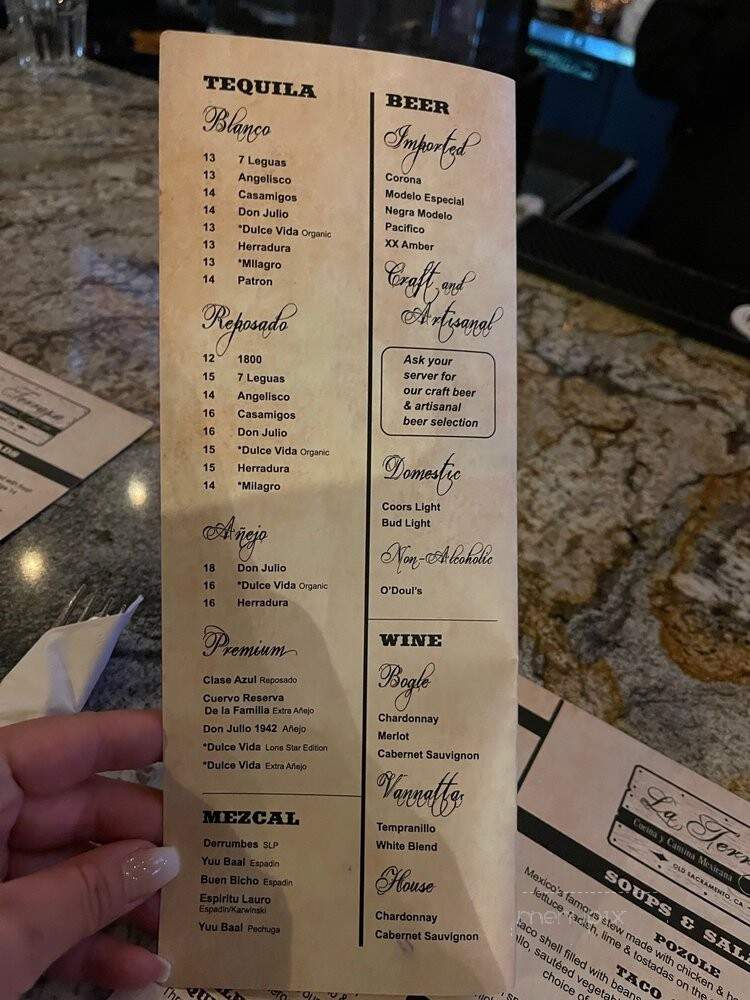 La Terraza - Sacramento, CA menu_pic
