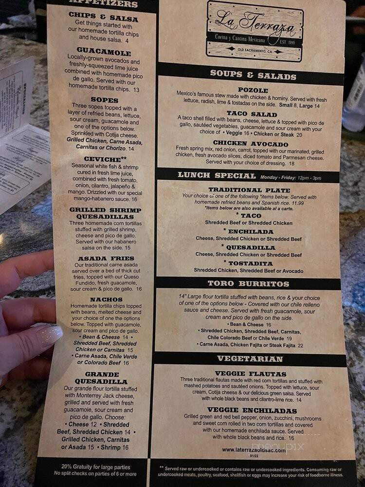 La Terraza - Sacramento, CA menu_pic