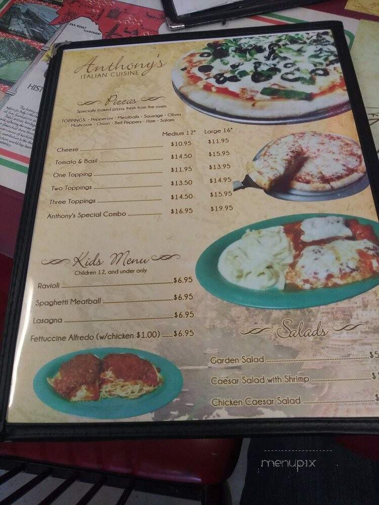 Anthony's Italian Cuisine - Sacramento, CA menu_pic