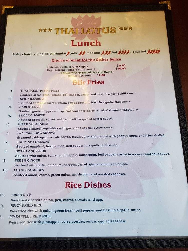 Lotus Restaurant - Sacramento, CA menu_pic