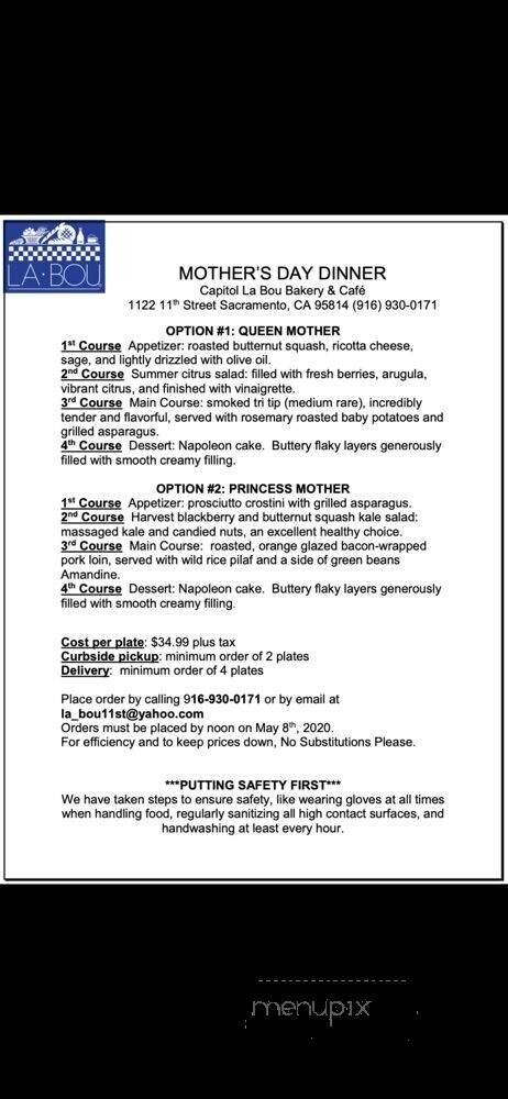 La Bou - Sacramento, CA menu_pic