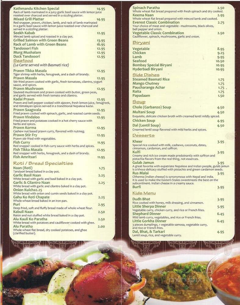 Kathmandu Kitchen-Sacramento - Sacramento, CA menu_pic
