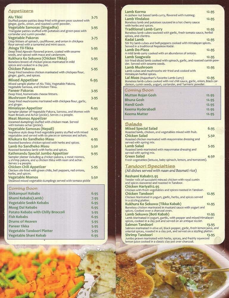 Kathmandu Kitchen-Sacramento - Sacramento, CA menu_pic