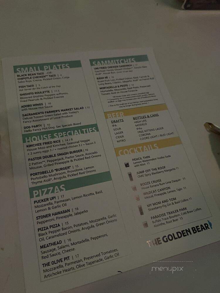 Golden Bear - Sacramento, CA menu_pic