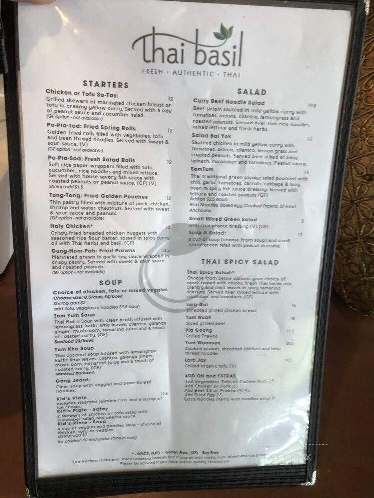 Thai Basil Restaurant - Sacramento, CA menu_pic