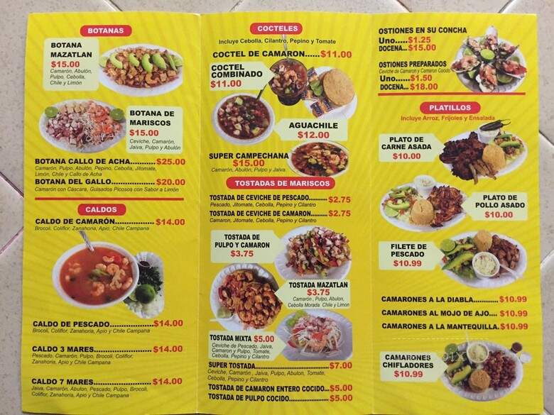 Tacas Y Mariscos Mazatlan - Sacramento, CA menu_pic