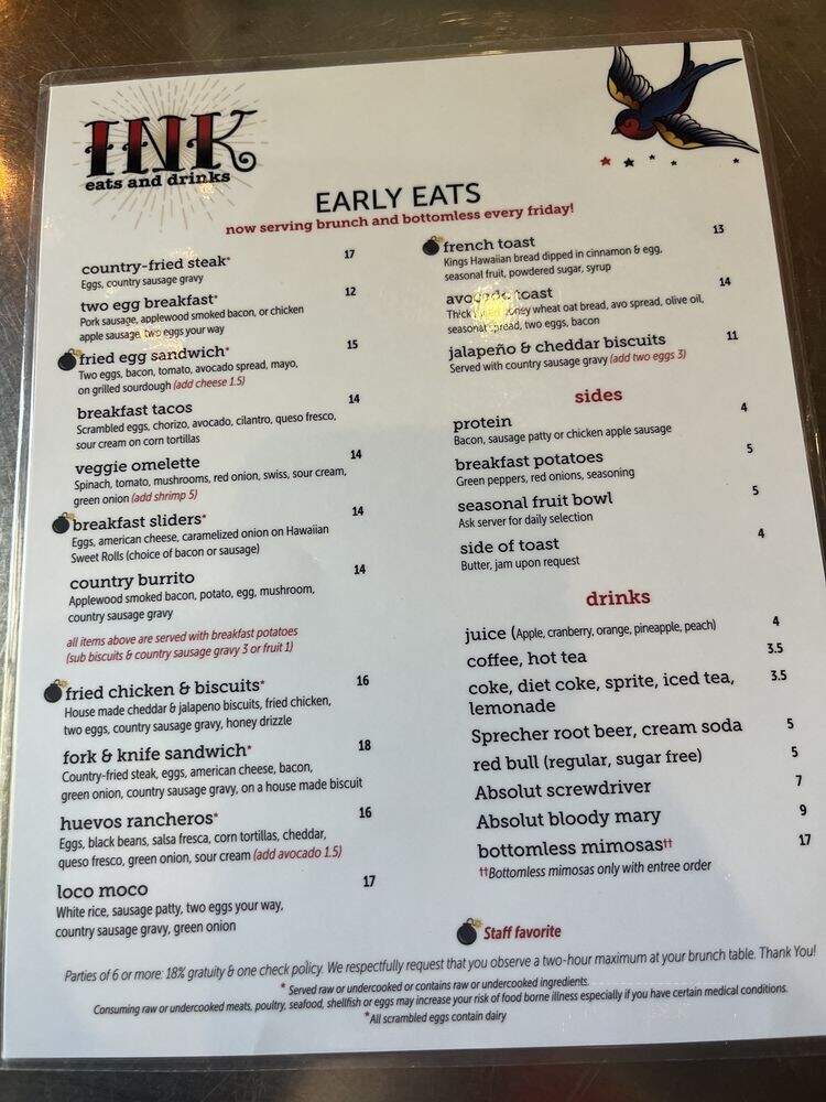 Ink Eats & Drinks - Sacramento, CA menu_pic
